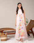 Printed floral lawn maxi dress for women – breathable 1 piece summer outfit perfect for holiday, beachwear, or everyday eastern casual wear