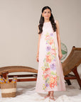 Printed floral lawn maxi dress for women – breathable 1 piece summer outfit perfect for holiday, beachwear, or everyday eastern casual wear