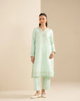 Sea green embroidered khaddar unstitched 2 piece suit for women