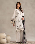 Secure monochrome clothing outfits - white black embroidered lawn dress 3 piece unstitched premium