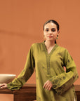 Shop 1-Piece Green Khaddar Shirt – Soft Fabric & Stylish Fit for Women