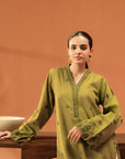 Shop 1-Piece Green Khaddar Shirt – Soft Fabric & Stylish Fit for Women