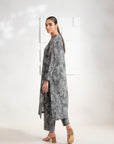 Shop 2-Piece Charcoal Printed Khaddar Suit – Elegant & Cozy Outfit for Women