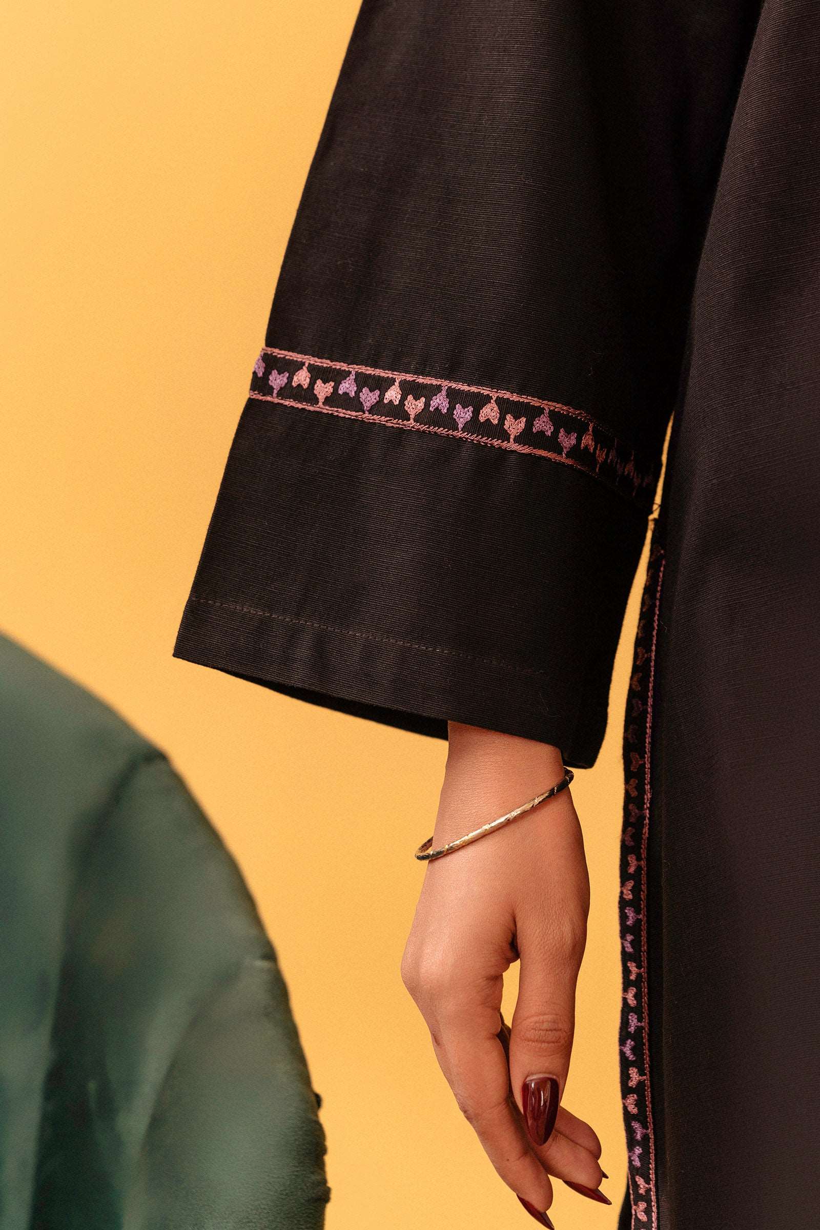 Shop 2-Piece Embroidered Khaddar Suit in Black for Women