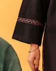 Shop 2-Piece Embroidered Khaddar Suit in Black for Women
