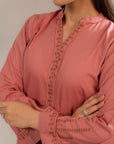 Shop 2-Piece Embroidered Khaddar Suit in Pink – Elegant & Comfortable for Winter