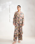 Shop 2-Piece Printed Karandi Suit in Grey – Elegant & Comfortable for Women