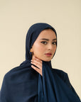 Shop Dubai Hijab Design Online in Pakistan – Stylish Navy Blue Scarf