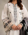 Shop black white dresses online - monochrome Pakistani outfit 3 piece embroidered lawn fabric