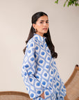 Shop co ord sets for women in Pakistan – 2 piece lawn suit with abstract print, ideal for casual outings, brunch, or vacation looks