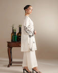 Shop monochrome clothing Lahore stores - white black embroidered lawn suit 2 piece premium