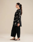 Shop monochrome embroidered lawn suit black & white - 2 piece Pakistani formal wear for women