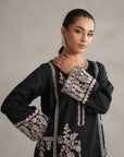 Shop muharram dresses Lahore - monochrome black embroidered lawn outfit 2 piece pink details