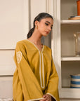 Shop now 2 Piece Embroidered Khaddar design Mustard