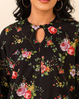 Shop online black cambric 2-piece coord with vibrant digital prints for a stylish wardrobe upgrade