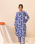 Shop online for a timeless blue and white printed 2-piece cambric suit