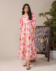 Shop pink floral long frock for women – 1 piece printed lawn shirt perfect for summer wear