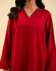 Shop solid red raw silk suit – best Pakistani dress for chic fashion.