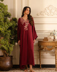 Silk kaftan dress 2025 - embroidered luxury evening dress with gold sequin details