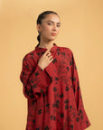 Stylish button-down printed linen shirt casual wear Pakistan