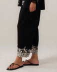 Stylish ladies embroidered trouser with floral lace border design
