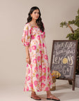 Stylish long frock for women with floral print – lightweight and breathable lawn shirt