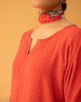 Stylish red ladies linen shirt perfect for everyday and office outfits