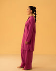 Stylish solid linen suit for women by clothing brand in Pakistan, available in Lahore