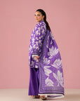Sukkur women’s 2 piece printed lawn suit – chic purple unstitched outfit featuring a digital lawn shirt and voile dupatta for summer wear