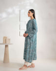Teal Karandi shirt with floral prints, a perfect choice for ladies to shop online today