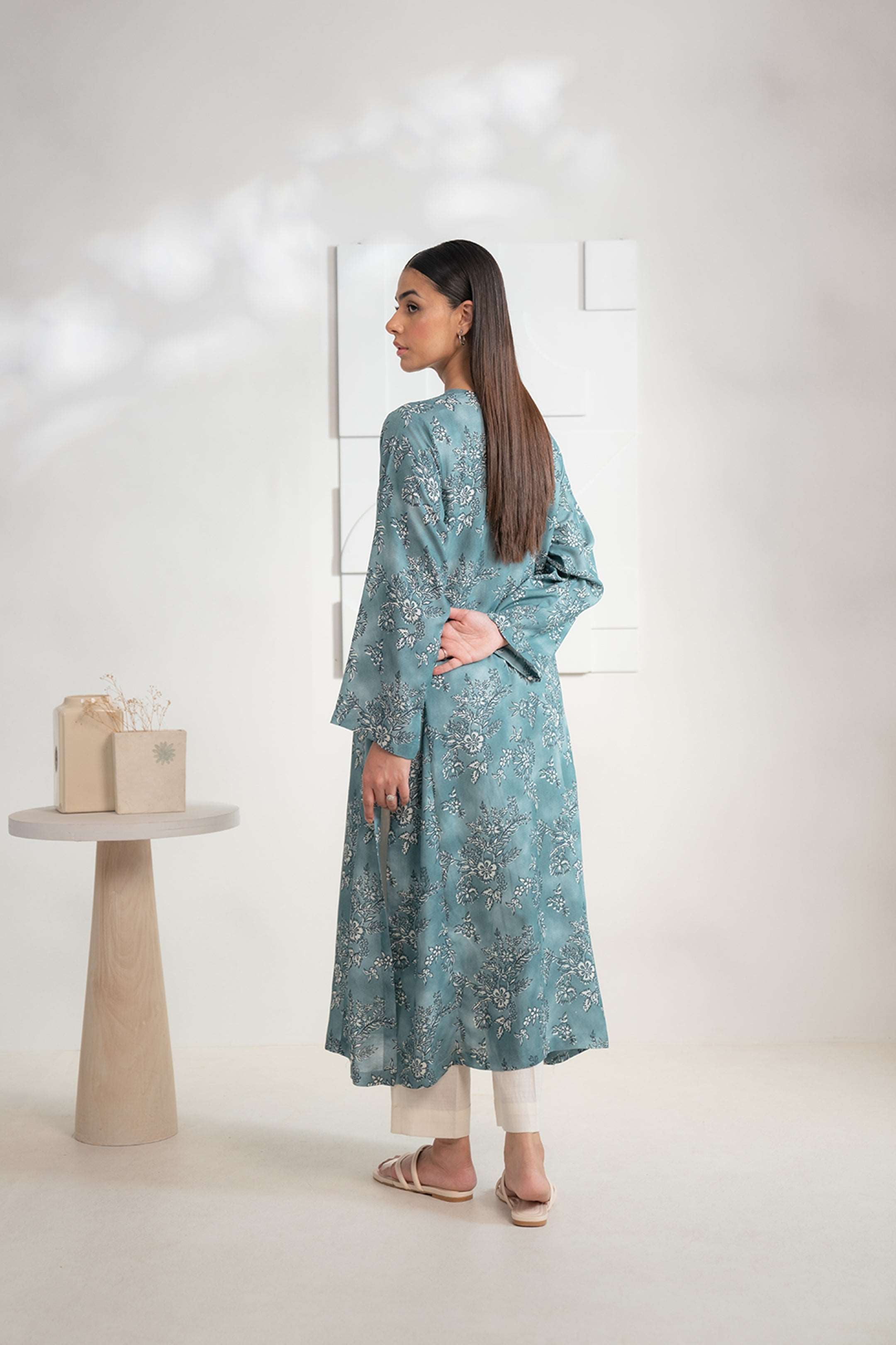 Teal Karandi shirt with floral prints, shop this 1-piece women’s outfit online today