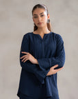 Textured Navy Blue 2 Piece Co Ord Set – Stylish Women’s Outfit for Casual Wear in Pakistan