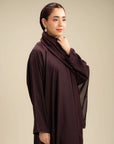 Three quarter view plum abaya – ladies colored abaya Beyond East Pakistan