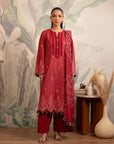 Traditional maroon printed lawn dress design with a delicate chuniri-inspired Monark dupatta, blending culture with modern fashion.