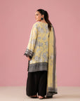 Trendy 2 Piece linen suit with embroidered organza border – favorite choice in Gulberg Lahore women’s clothing shops