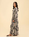 Trendy Long Sleeve Crepe Kaftan – Elegant & Lightweight Dress for Women
