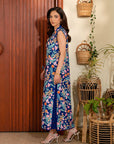 Trendy Pakistani cambric shirt for ladies – vibrant blue floral printed kurta for casual wear.