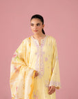 Trendy dobby lawn embroidered suit for women – light yellow Pakistani ethnic wear 2025