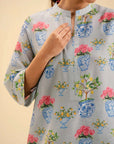 Trendy summer wear – printed cambric shirt with matching shalwar for women.