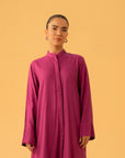 Trendy women’s linen suit in magenta shade from top clothing brand in Pakistan