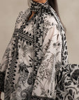 Unstitched 2 piece lawn suit featuring floral motifs and chiffon dupatta