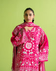Unstitched 3 piece summer suit, printed linen shirt and dupatta, comfortable outfit for hot weather in Islamabad