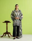 Unstitched black and white digital print linen suit with a matching dupatta, new arrival summer collection for women in Pakistan