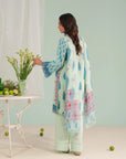 Unstitched embroidered lawn dress with chiffon dupatta, stylish 3 piece suit for women shopping in Hayatabad Peshawar