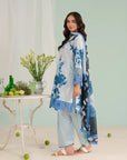 Unstitched embroidered lawn suit with cambric trouser and organza border – stylish outfit for women shopping in Bosan Road Multan