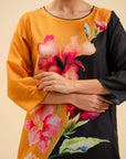 Vibrant Color Block Floral Lawn Shirt for Ladies