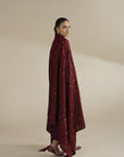 Maroon Embroidered Shawl