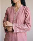 2 Piece Embroidered Raw Silk Suit