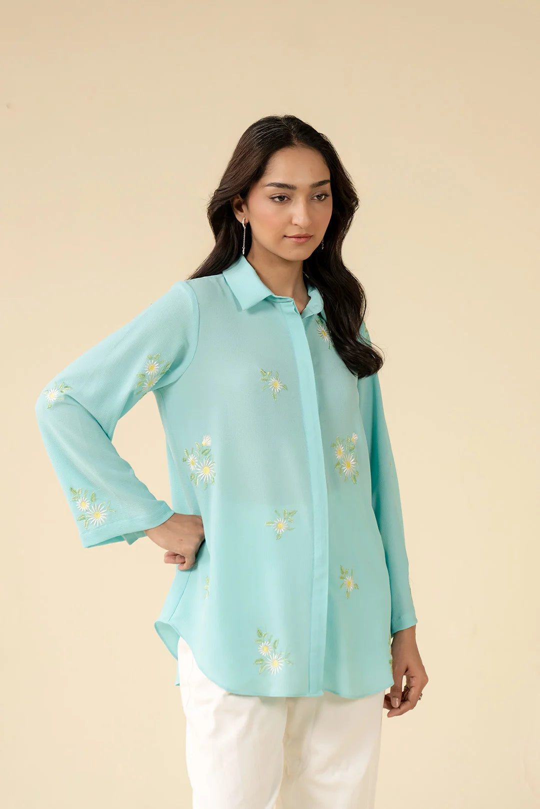 1 Piece Embroidered Georgette Shirt Pret SS - 25