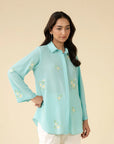 1 Piece Embroidered Georgette Shirt
